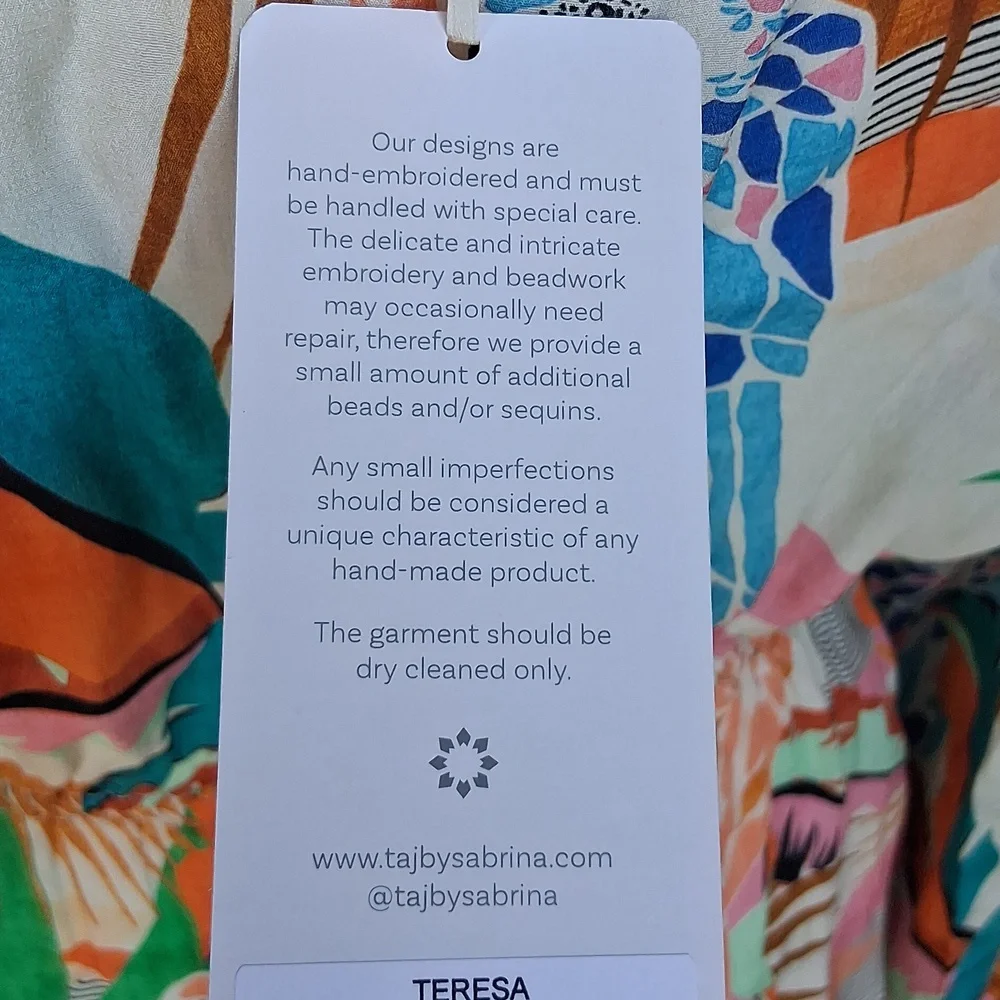 Taj By Sabrina Crippa Tres Marias Orange Kimono Cardigan S Tropical Resortwear - Picture 10 of 17